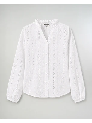 Blusa Plisada Blanca Manzanilla Trilla