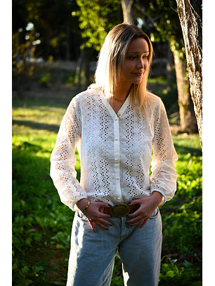 Blusa Plisada Blanca Arrayan Trilla