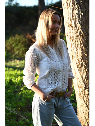 Blusa Plisada Blanca Arrayan Trilla
