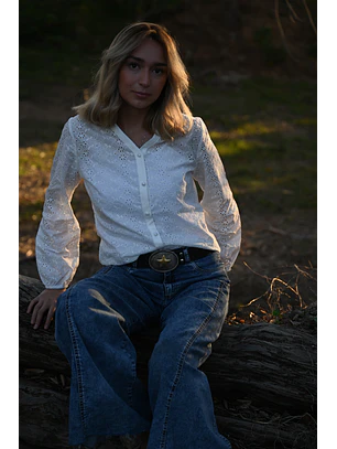 Blusa Plisada Blanca Manzanilla Trilla