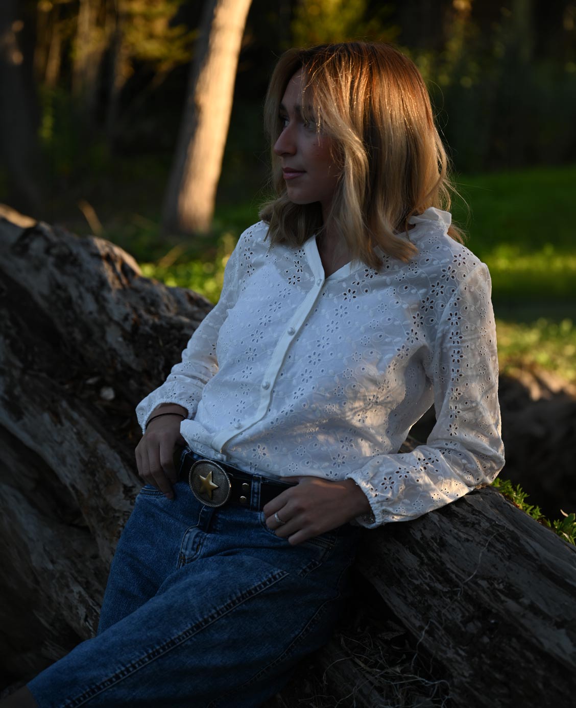 Blusa Plisada Blanca Manzanilla Trilla imagen 2