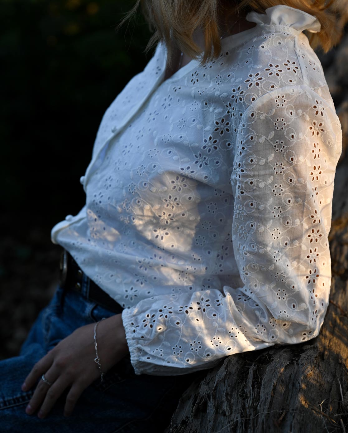 Blusa Plisada Blanca Manzanilla Trilla imagen 5