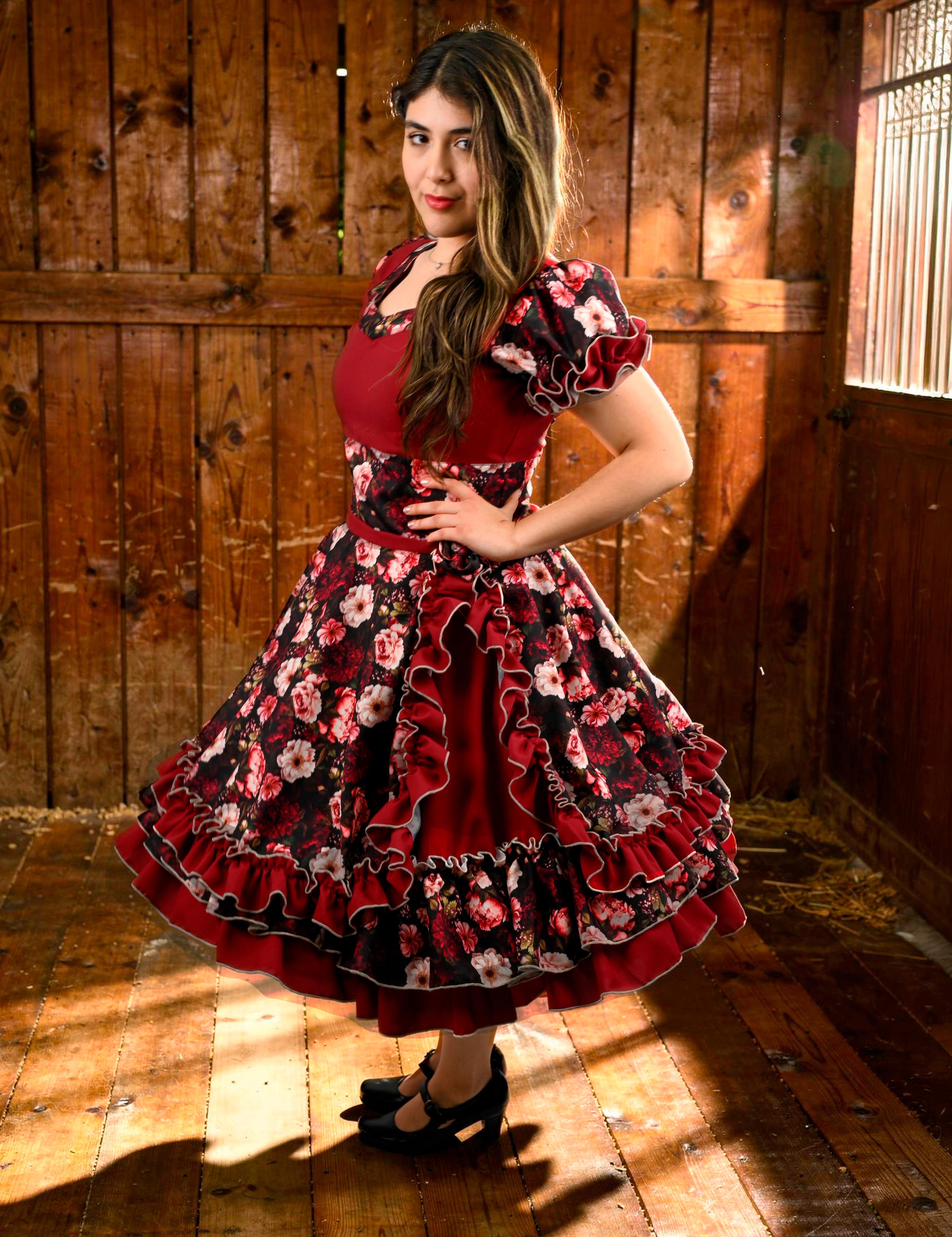 Vestido de China Rojo Italiano Floral Catron – Lumbre del Camino imagen 2