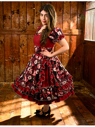 Vestido de China Rojo Italiano Floral Catron – Lumbre del Camino