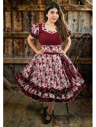 Vestido de China Burdeo Floral Catron – Cantares de Vendimia