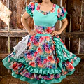 Vestido de China Turquesa con Flores Catron – Canto del Estero miniatura 2