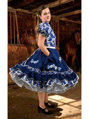 Vestido de China Azul Marino Catron – Cielo de la Tradición