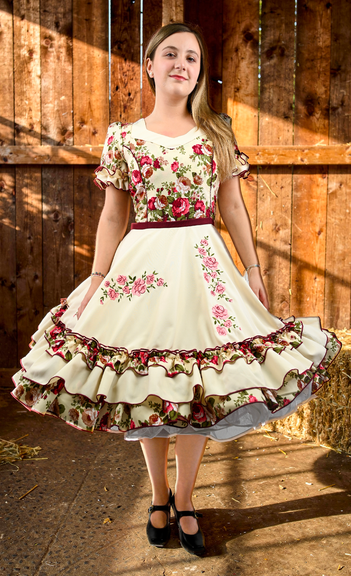 Vestido de China Marfil con Rosas Catron – Brillo de Espuela imagen 2
