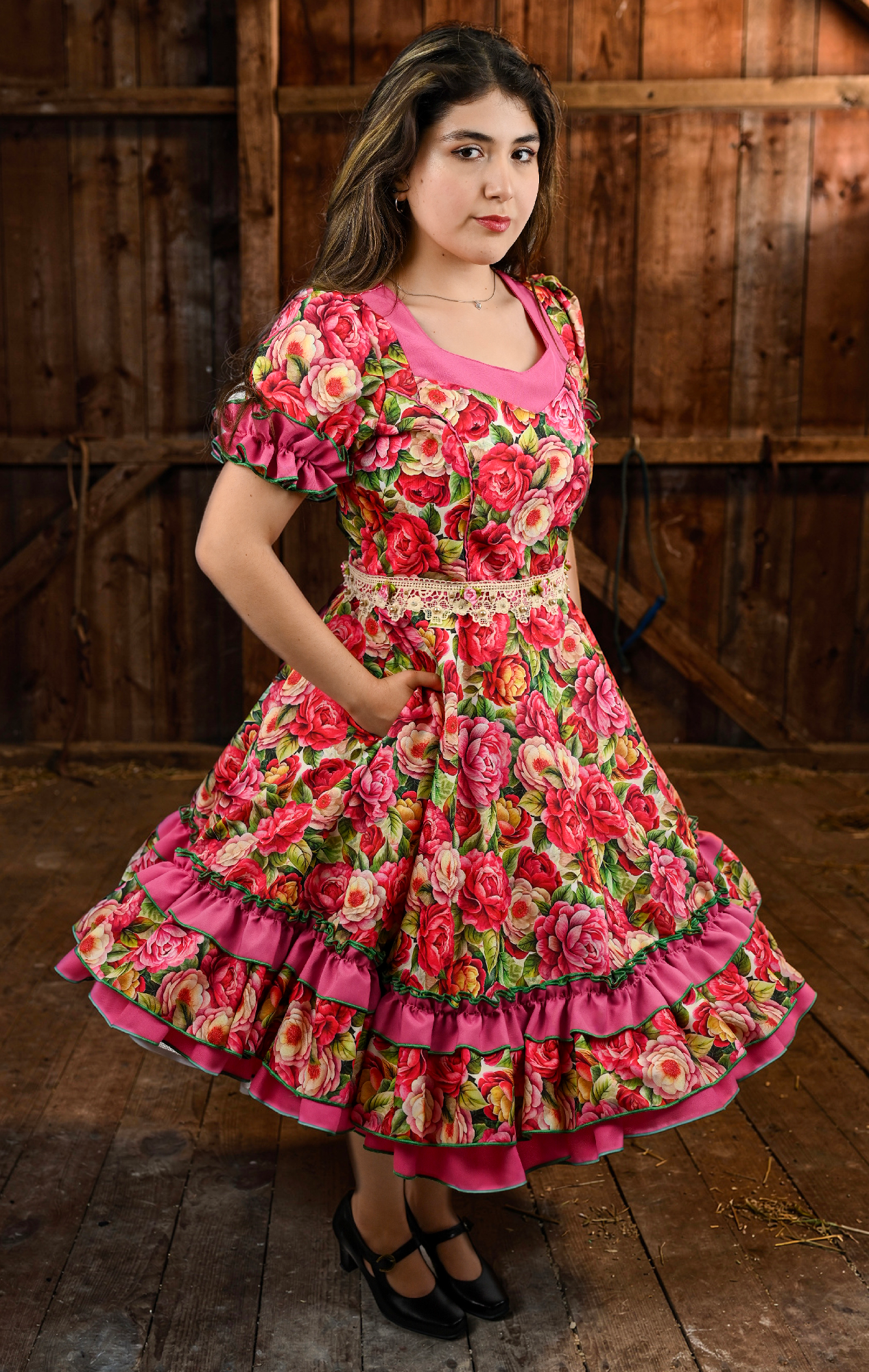 Vestido de China Rosado Floral Catron – Candela de Rosas imagen 2