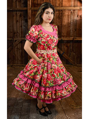 Vestido de China Rosado Floral Catron – Candela de Rosas