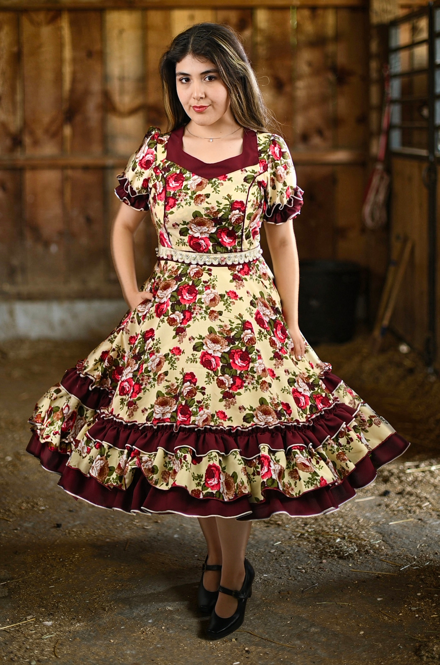 Vestido de China Marfil Estampado Catron – Susurro de la Cañada imagen 2