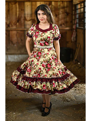 Vestido de China Marfil Estampado Catron – Susurro de la Cañada