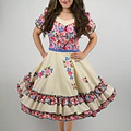 Vestido de China Beige con Flores Catron – Primavera Corralera miniatura 1