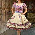 Vestido de China Beige con Flores Catron – Primavera Corralera miniatura 2