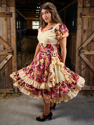 Vestido de China Floral Catron - Rosa de Enramada