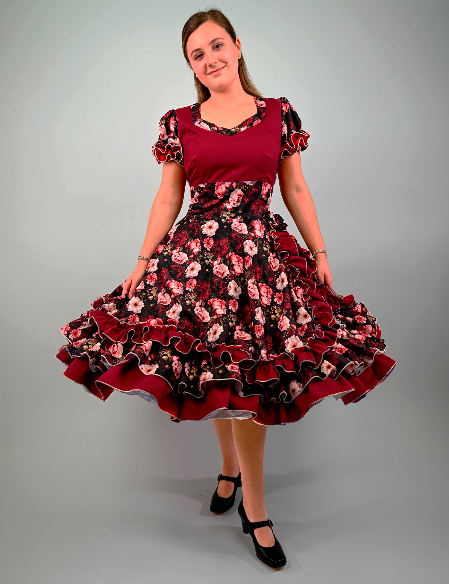 Vestido de China Rojo Italiano Floral Catron – Lumbre del Camino imagen 1