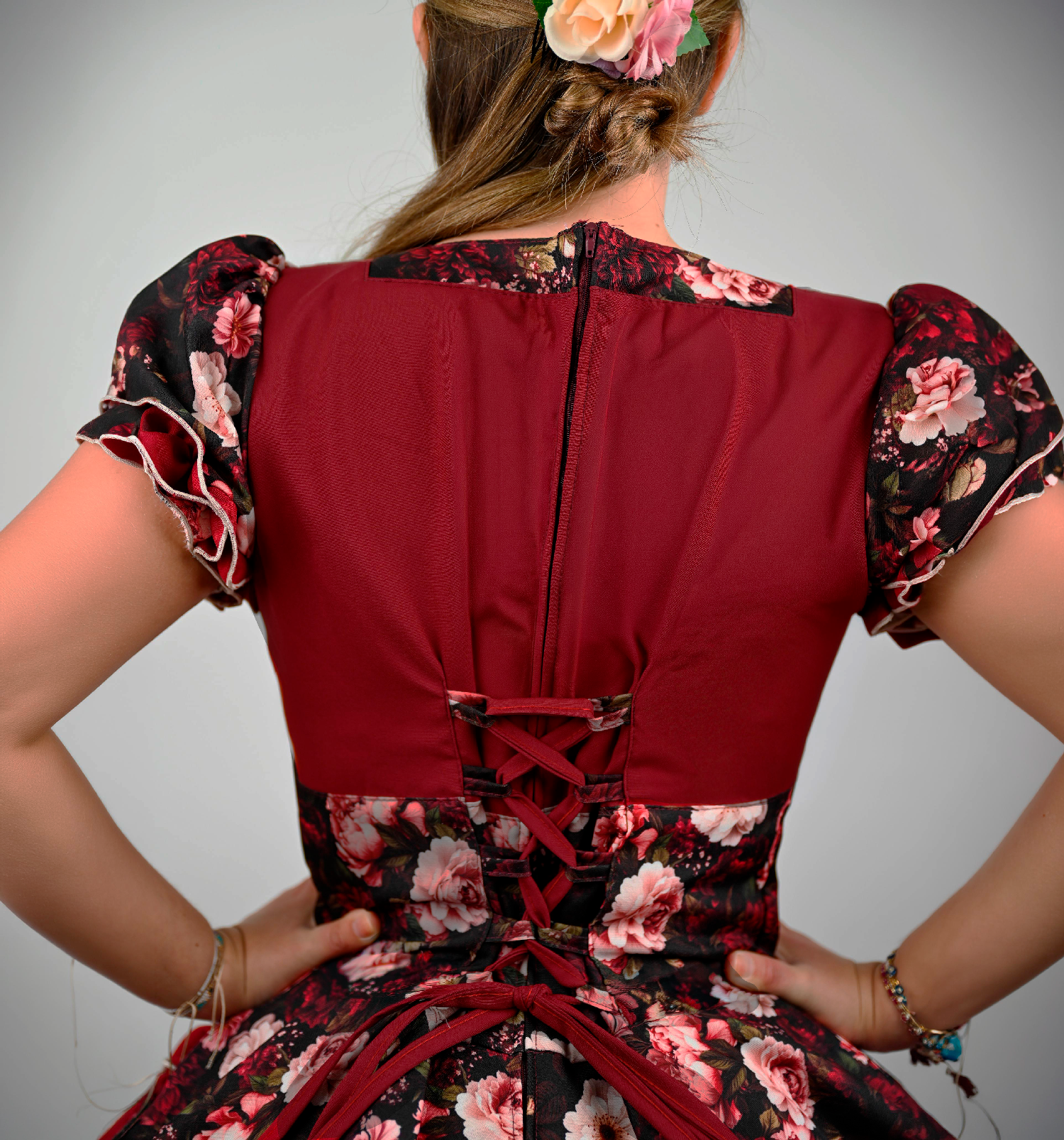 Vestido de China Rojo Italiano Floral Catron – Lumbre del Camino imagen 3
