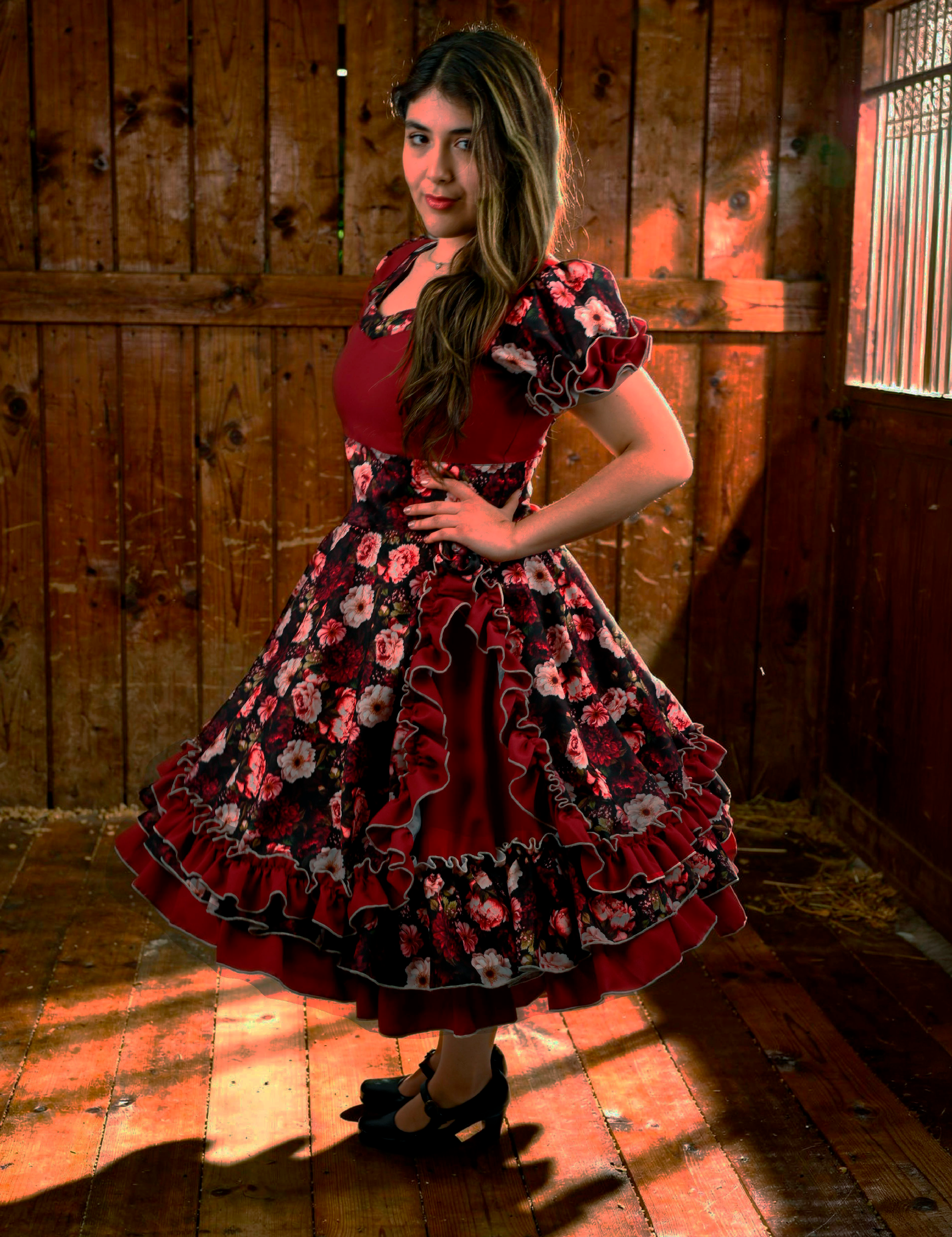 Vestido de China Rojo Italiano Floral Catron – Lumbre del Camino imagen 2