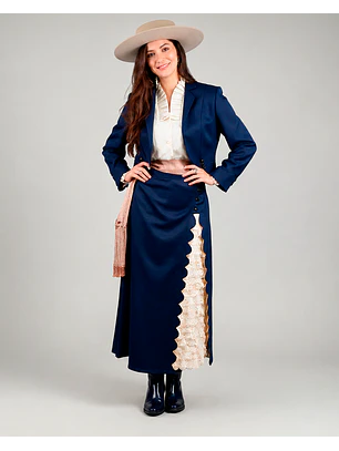 Ropón de Huasa Elegante Azul Marfil Catron 