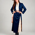 Ropón de Huasa Elegante Azul Marfil Catron  miniatura 1