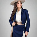 Ropón de Huasa Elegante Azul Marfil Catron  miniatura 6