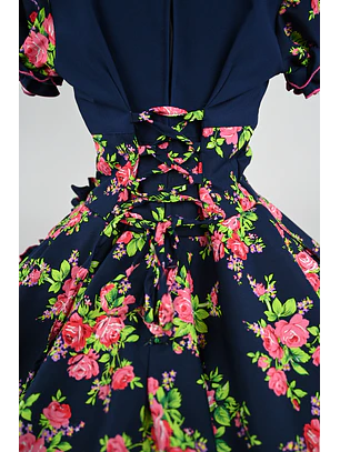 Vestido De China Azul Marino Florar Catron - Serenata de Rosas