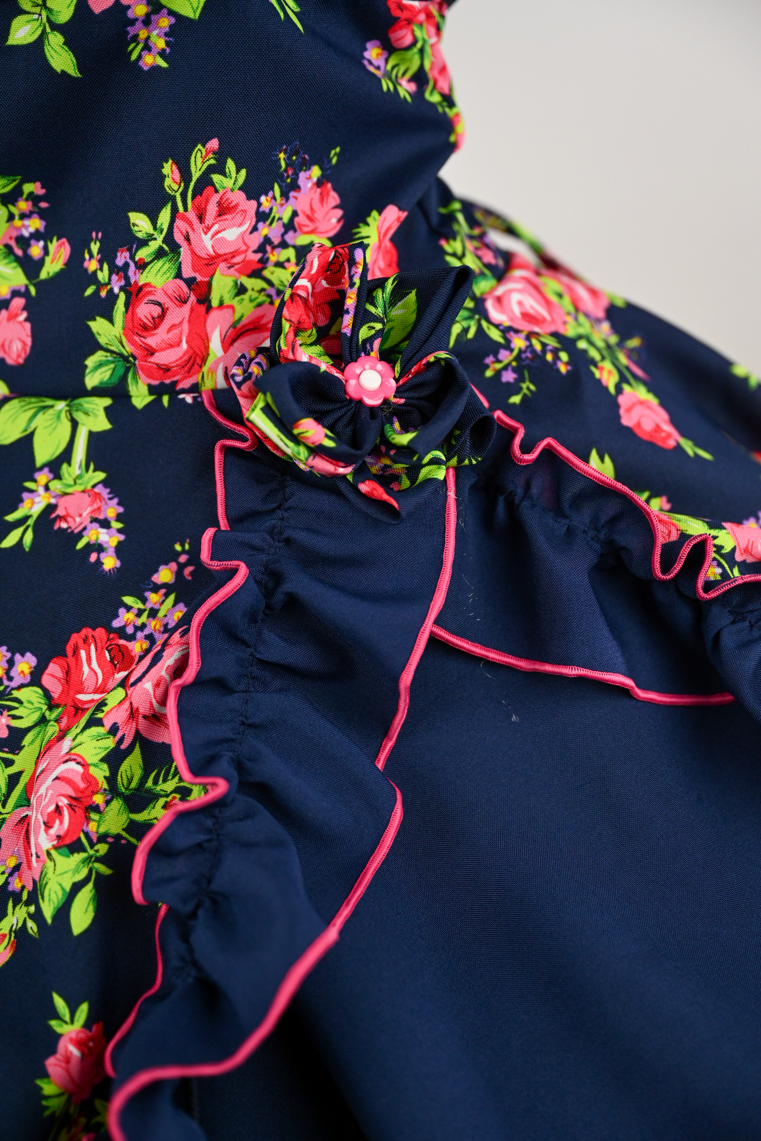 Vestido De China Azul Marino Florar Catron - Serenata de Rosas imagen 5