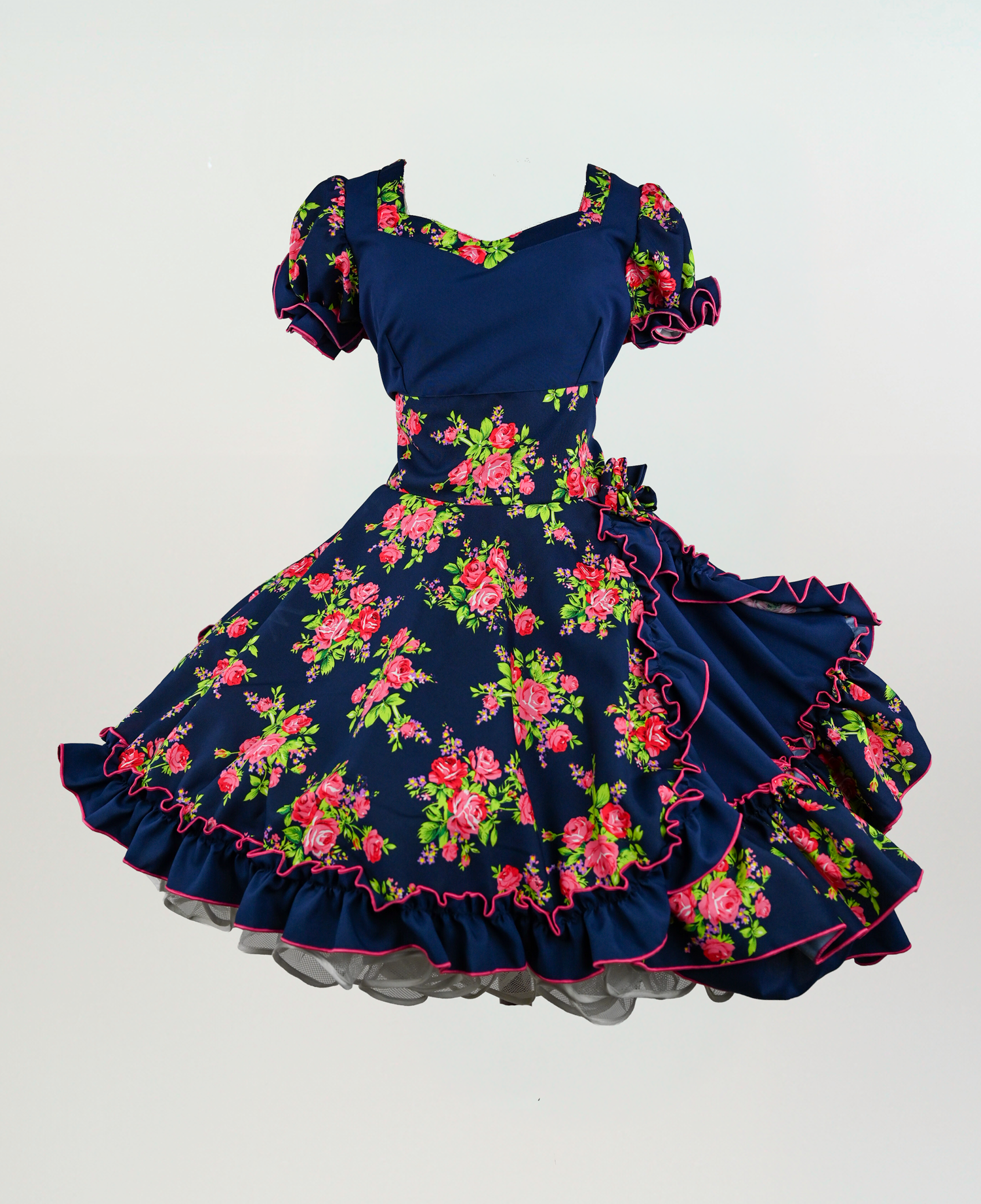 Vestido De China Azul Marino Florar Catron - Serenata de Rosas imagen 3