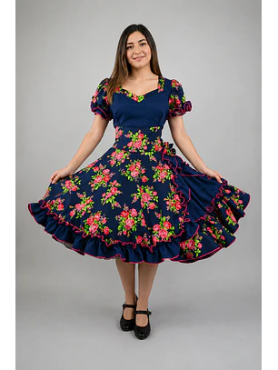 Vestido De China Azul Marino Florar Catron - Serenata de Rosas