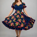 Vestido De China Azul Marino Florar Catron - Serenata de Rosas miniatura 1
