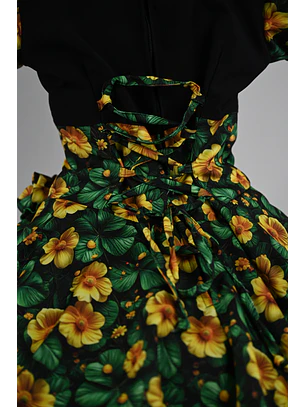 Vestido de China Negro Floral Catron – Jardín Dorado