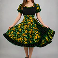 Vestido de China Negro Floral Catron – Jardín Dorado miniatura 1