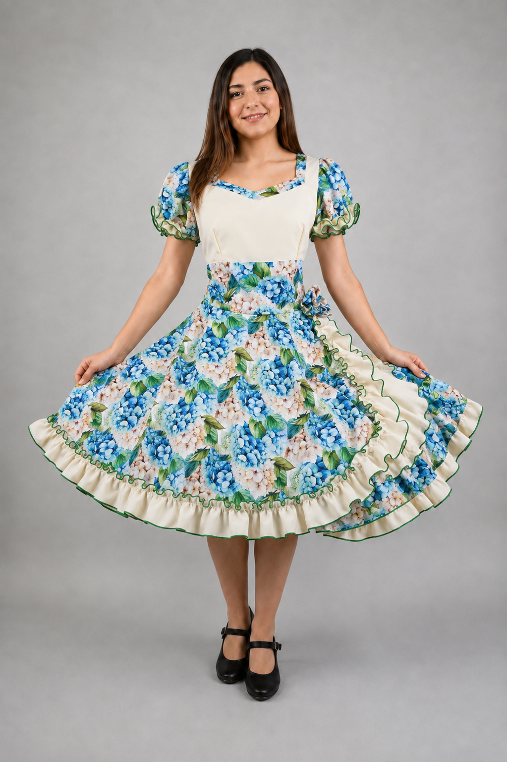 Vestido de China Marfil Floral Catron – Brisa de la quebrada imagen 1