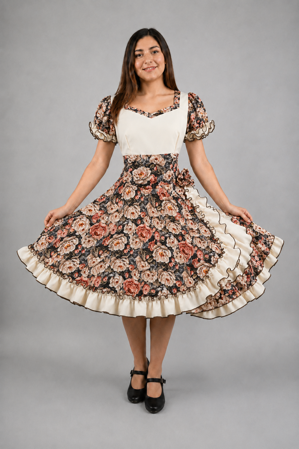 Vestido de China Marfil Floral Catron – Rosas de la Trilla imagen 1