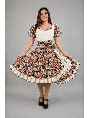 Vestido de China Marfil Floral Catron – Rosas de la Trilla