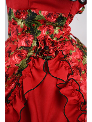 Vestido de China Rojo Floral Catron – Llama de la Medialuna