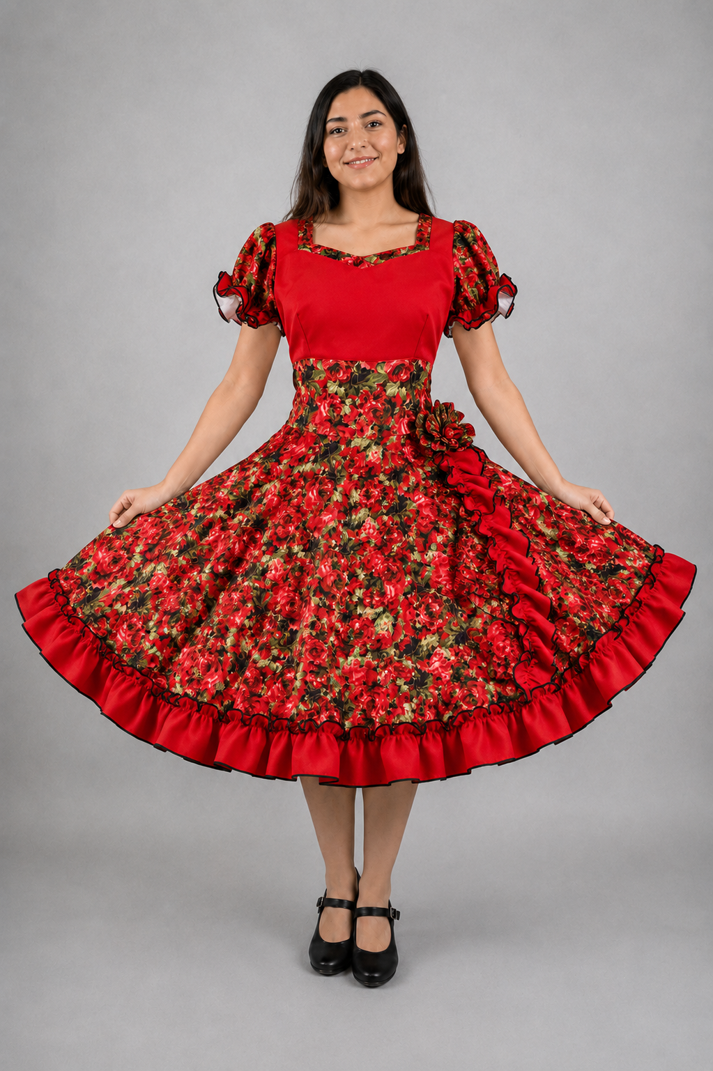 Vestido de China Rojo Floral Catron – Llama de la Medialuna imagen 1