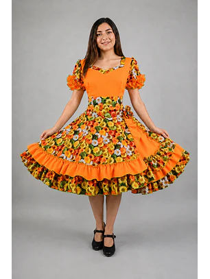 Vestido de China Naranjo Floral Catron – Sol de la Trilla