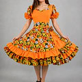 Vestido de China Naranjo Floral Catron – Sol de la Trilla miniatura 1