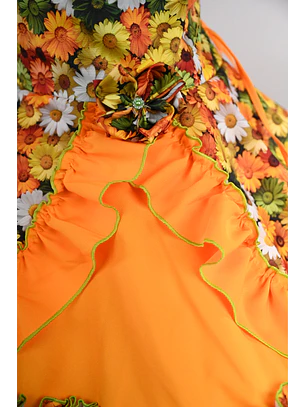 Vestido de China Naranjo Floral Catron – Sol de la Trilla