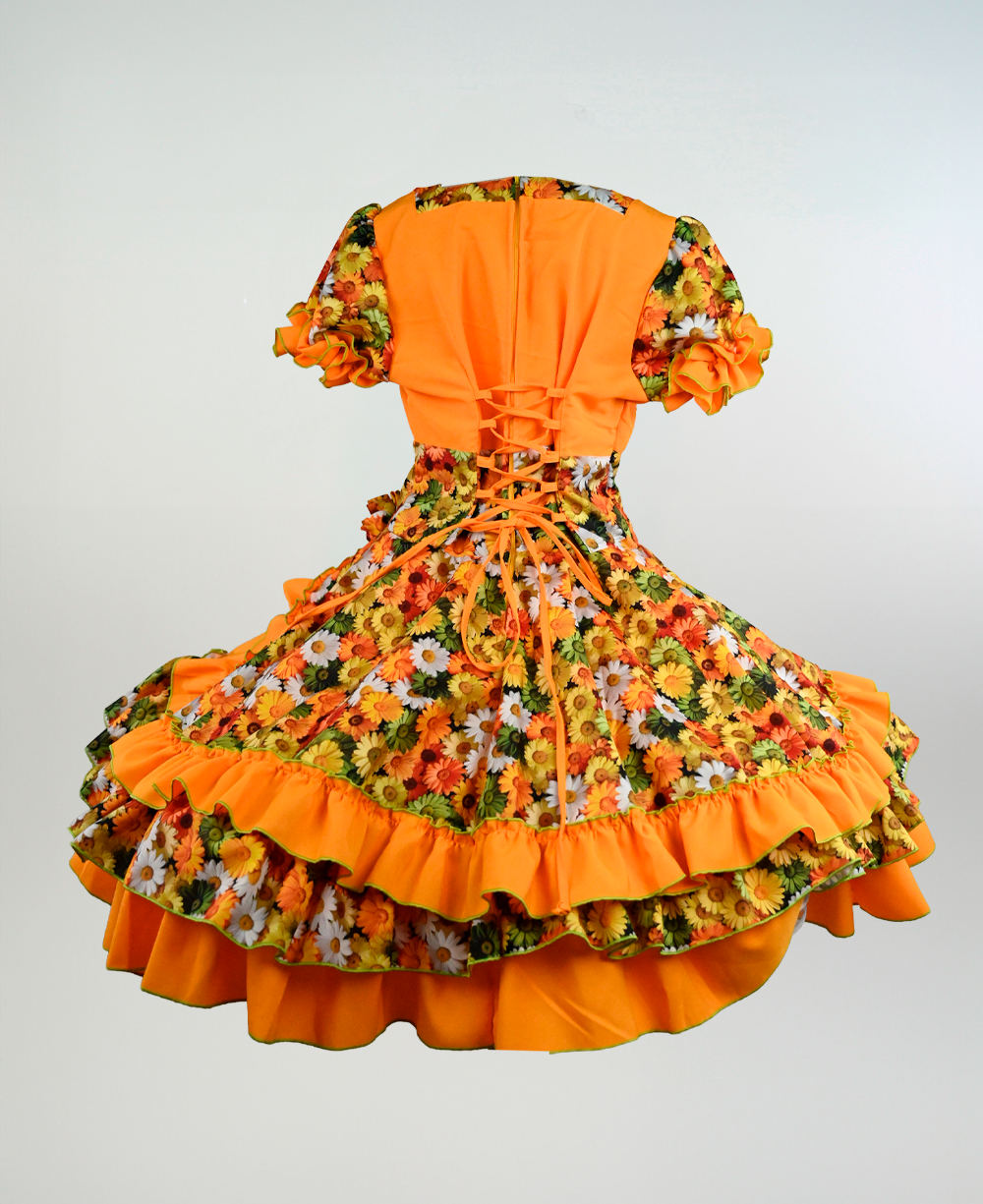 Vestido de China Naranjo Floral Catron – Sol de la Trilla imagen 4