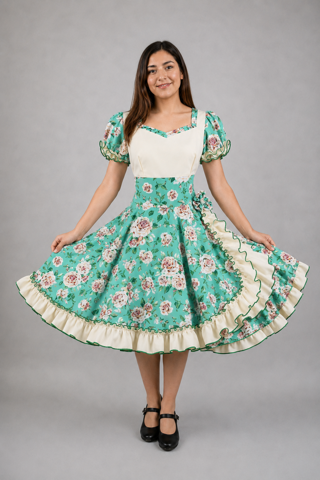 Vestido de China Aguamarina Floral Catron – Brisa de la Rinconada imagen 1
