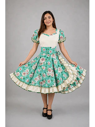 Vestido de China Aguamarina Floral Catron – Brisa de la Rinconada