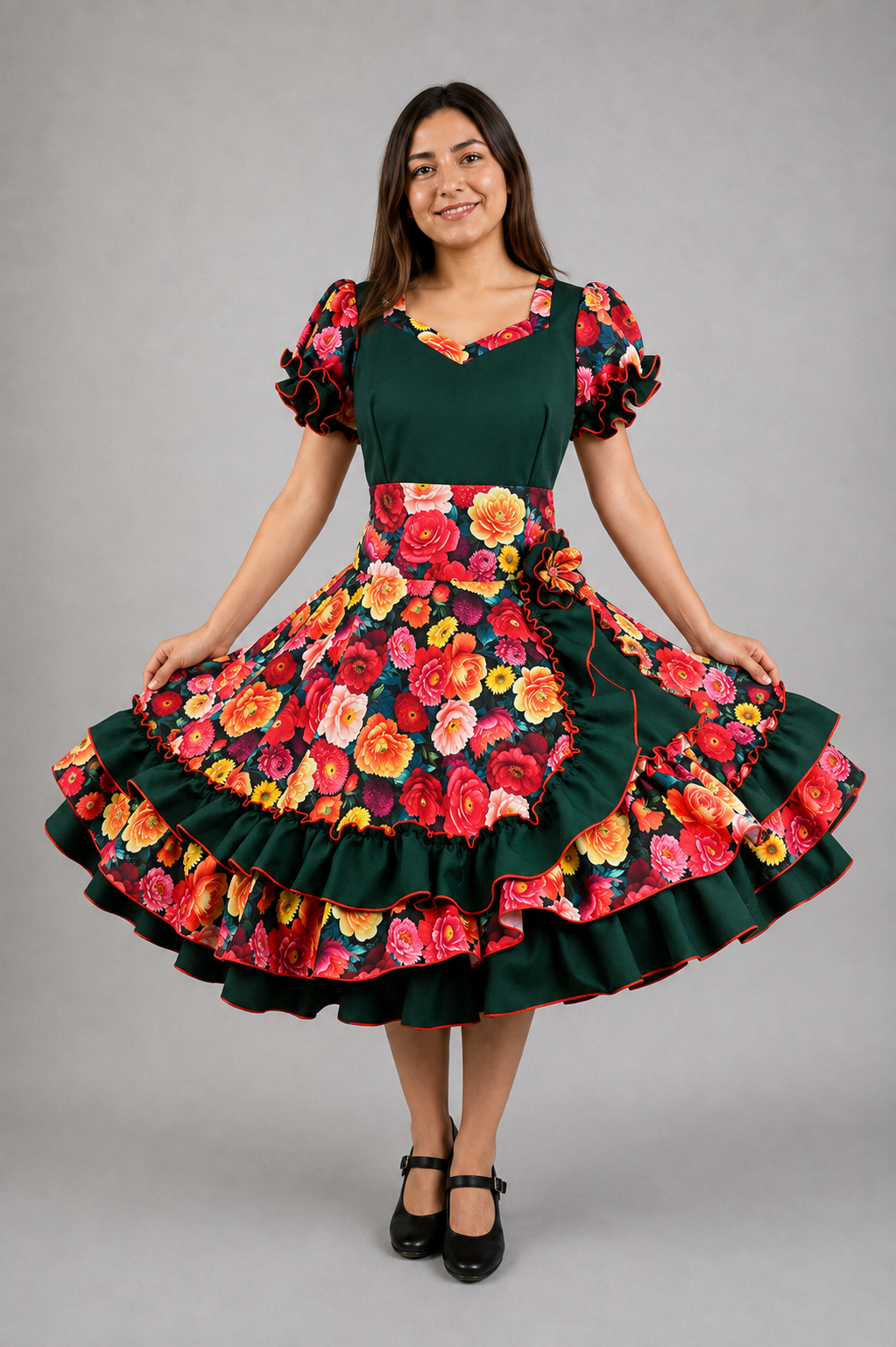 Vestido de China Verde Bosque Catron – Verbena del Secano imagen 1