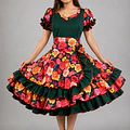 Vestido de China Verde Bosque Catron – Verbena del Secano miniatura 1
