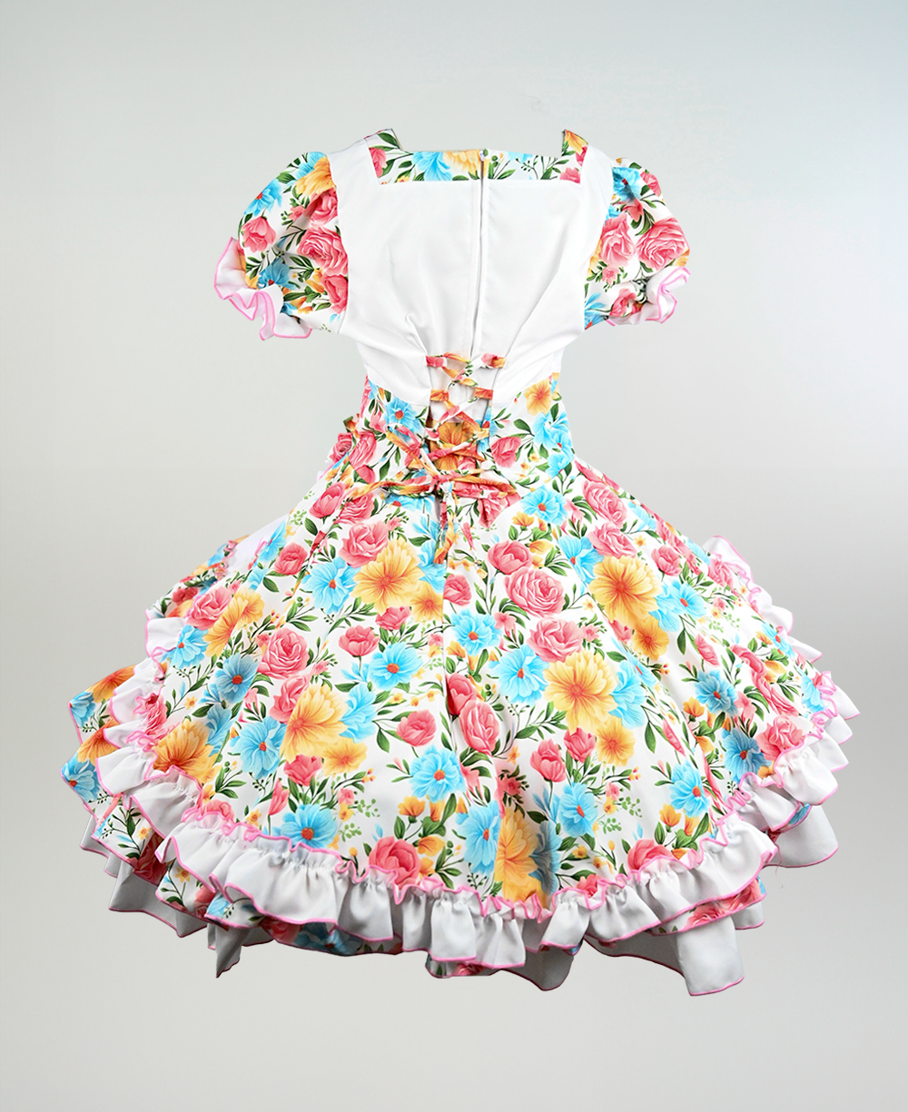 Vestido de China Blanco Estampado Catron – Acuarela de la Quinta imagen 3