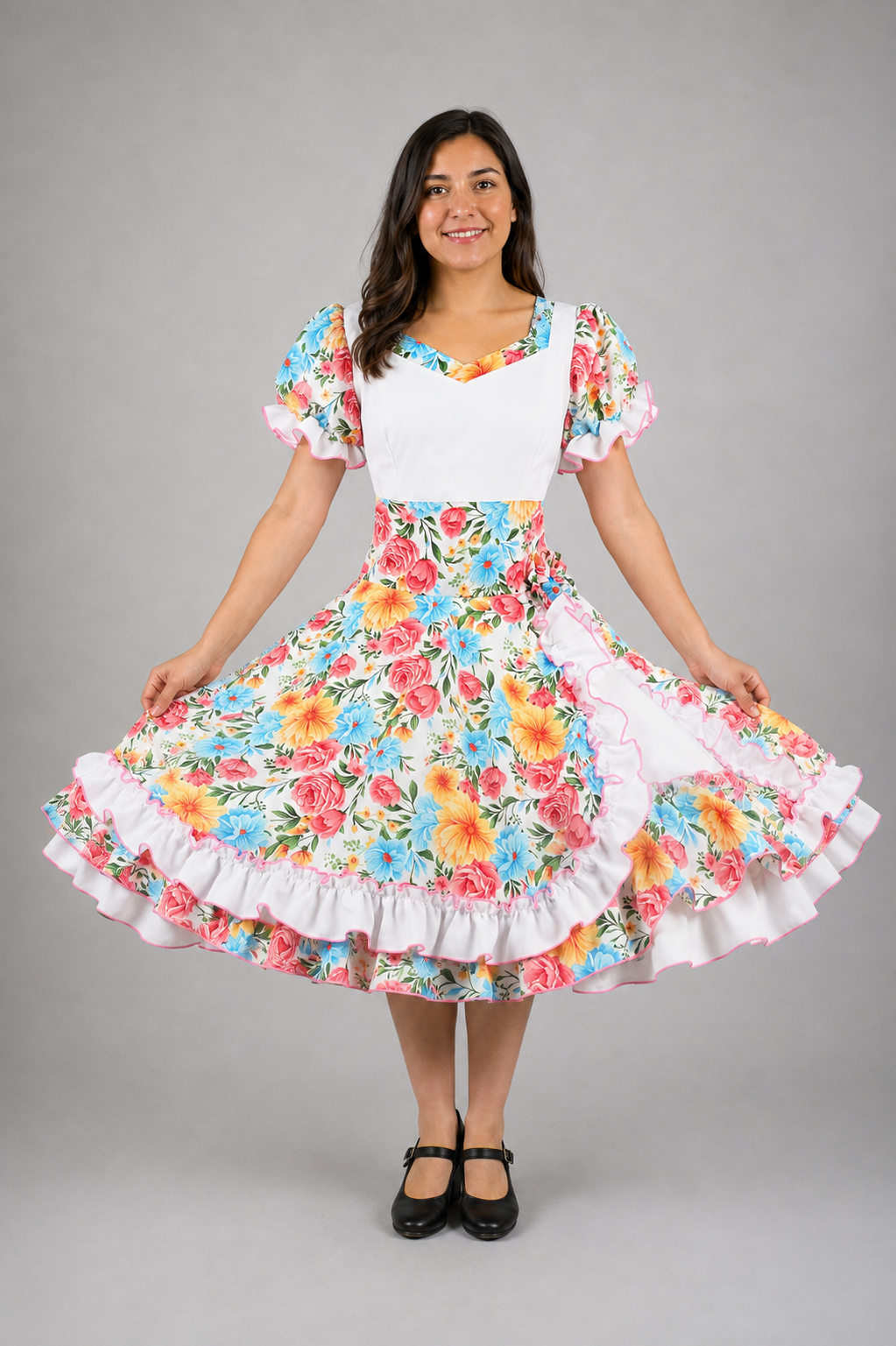 Vestido de China Blanco Estampado Catron – Acuarela de la Quinta imagen 1