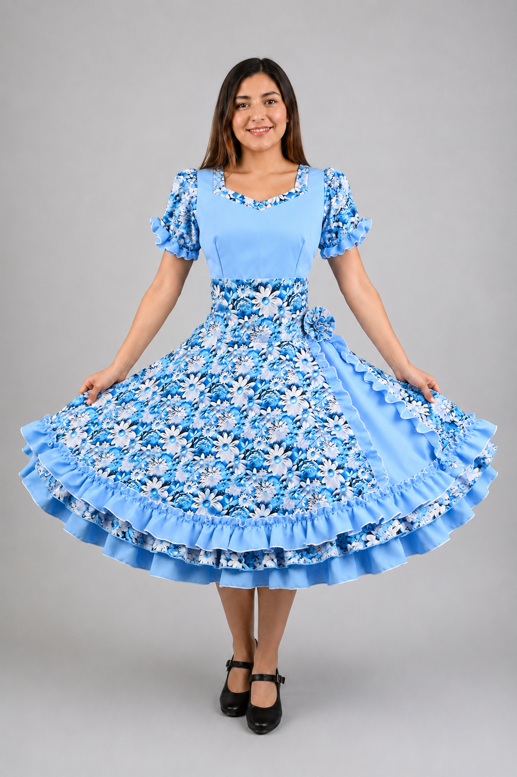 Vestido de China Celeste Floral Catron – Escarcha  imagen 1