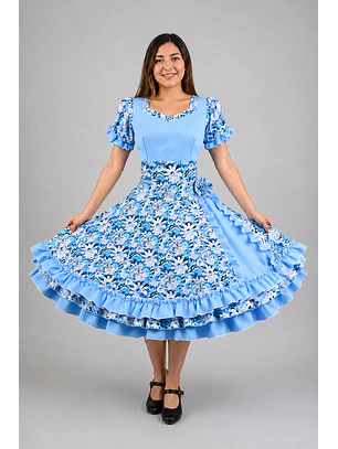Vestido de China Celeste Floral Catron – Escarcha 