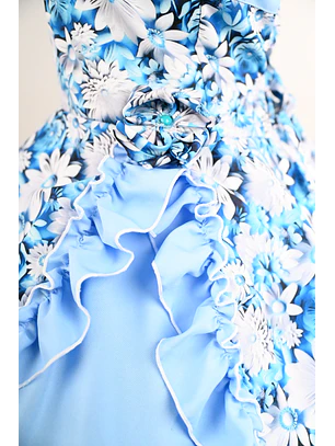 Vestido de China Celeste Floral Catron – Escarcha 